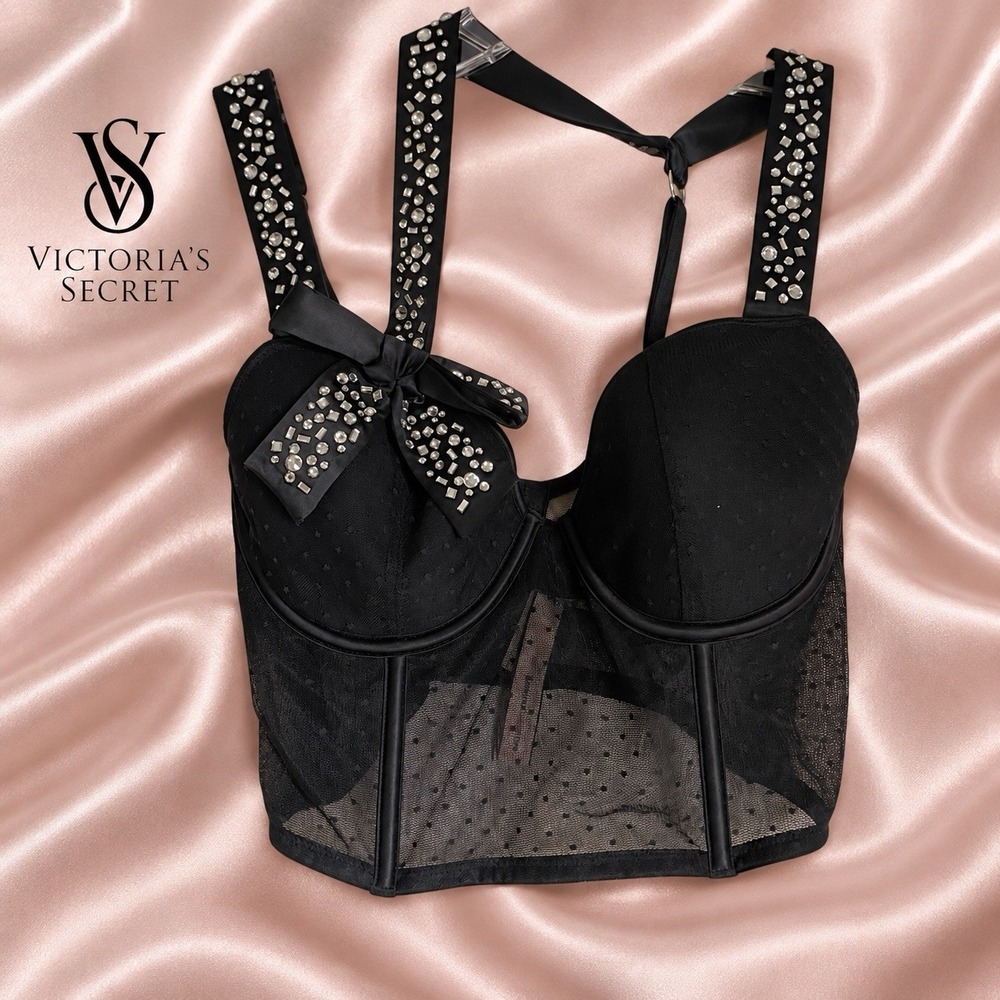 Victoria's Secret Dream Angels Longline Demi Bra 34C/C75 Rhinestones Lined $98